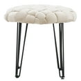 thumbnail image 6 of Powell Anya Round Handwoven Velvet Ottoman with Hairpin Legs, Cream, 6 of 8