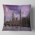 thumbnail image 2 of Designart London with Purple Sky at Sunset - Cityscape Photo Throw Pillow - 16x16, 2 of 5