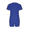 thumbnail image 4 of Summer Plus Size Two Piece Outfits for Women Fashion Polka Casual Home Two-piece V-neck Top With Pocket Shorts Set, 4 of 6