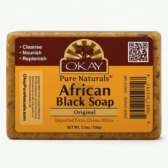 OKAY Pure Naturals African Black Original Soap - 5.5 Fl oz for Deep Cleansing and Purifying Skin