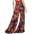 thumbnail image 2 of Boho Wide Leg Pants for Women High Waist Floral Printed Belted Palazzo Pants Loose Flowy Pants Hippie Beach Pants, 2 of 3