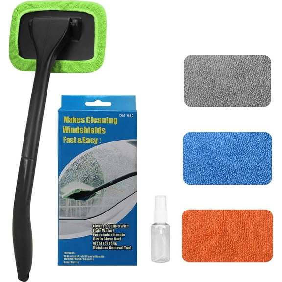 Windshield Cleaner, Car Inside Window Cleaning Tool Microfiber Wand with Handle Easy Defogger– 1 Set of Windshield Cleaner, Windshield Cleaning Tool
