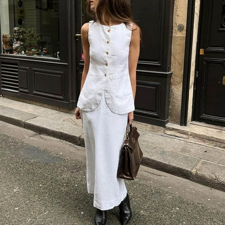 Two Piece Sets For Women Summer Old Long Vest Set Boho Maxi Skirt Set Linen Set  2 Piece Sets Going Out - Walmart.com