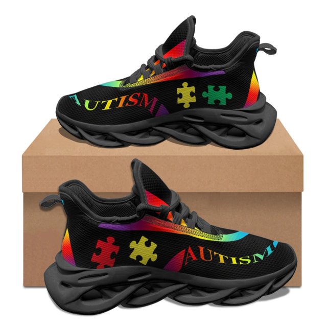Autism Awareness Pattern Woman Wear-Resistant Lightweight Mesh Shoes Brand Design Comfortable Sneakers Round Toe Tenis Masculino