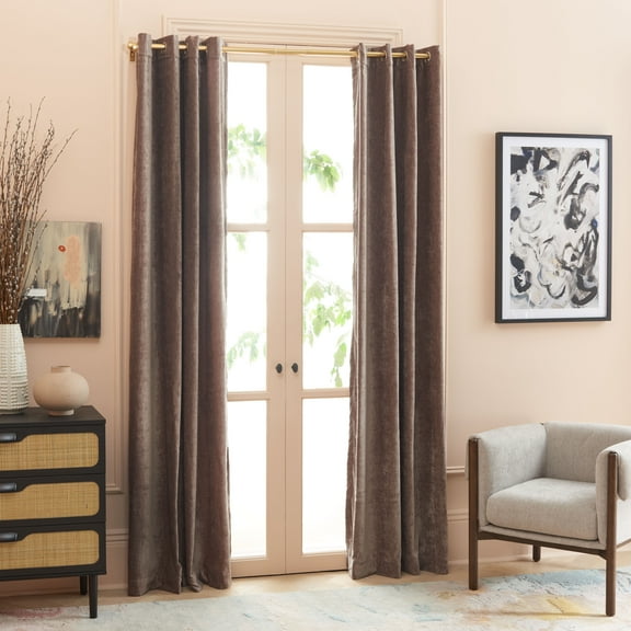 SAFAVIEH Voleria Contemporary Light Brown Solid Grommet Blackout Curtains, 52" x 96"