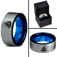 thumbnail image 4 of Tungsten Sail Cruiser Speed Boat 2d Art Band Ring 8mm Men Women Comfort Fit Blue Flat Cut Brushed Gray Polished, 4 of 4