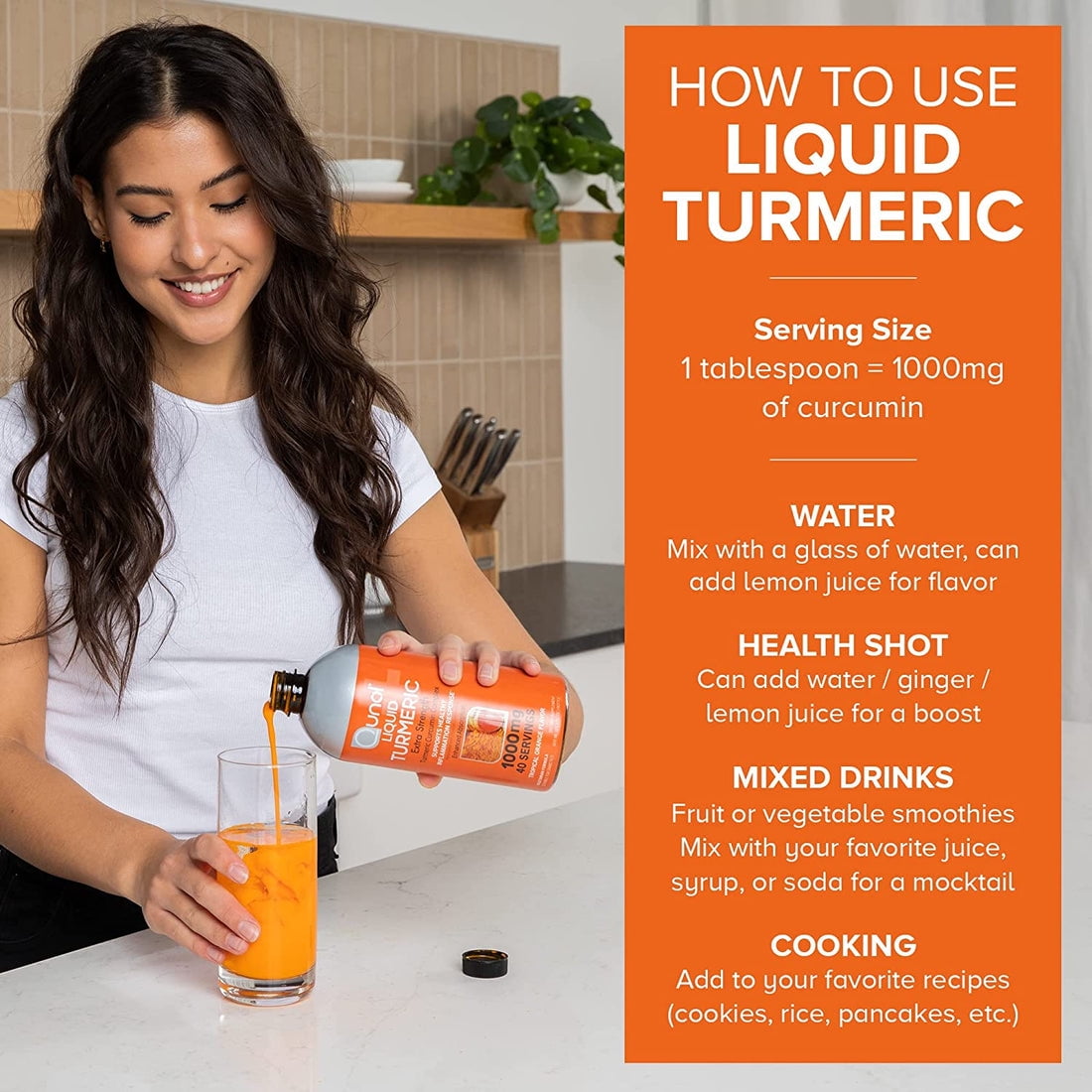 Qunol Liquid Turmeric Curcumin with Black Pepper, Turmeric Supplement 1000mg, Extra Strength, Joint Health, 40 Servings, 20.3 fl oz