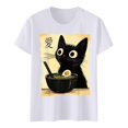 thumbnail image 4 of Graphic Tennis Tees for Women Cat Ramen Graphic Tee for Women Funny Anime Cat Tee Featuring Playful Design Comfortable Fit White XXL, 4 of 4