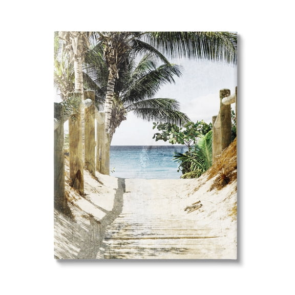 Stupell Industries Tropical Sandy Path Landscape Photography Gallery Wrapped Canvas Art Print Wall Art, 16 x 20