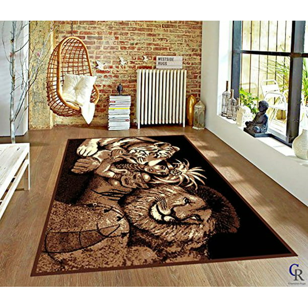 Champion Rugs Lion Tiger Jungle Queen, African Motif Area Rugs