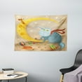 thumbnail image 1 of Kids Tapestry, Cat and Mouse on Crescent Moon Shaped Cheese Cute Paws Toys Kids Children Cartoon, Wall Hanging for Bedroom Living Room Dorm Decor, 60W X 40L Inches, Multicolor, by Ambesonne, 1 of 2
