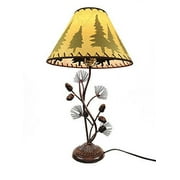 Western Metal Pine Cone Desk Table Lamp Rustic Country Style - Home/Office