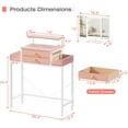 thumbnail image 6 of Pink Makeup Vanity Desk (28.4''W): Lit Mirror, Height-Adjustable Stand & 2 Fabric Drawers (Small Space), 6 of 7