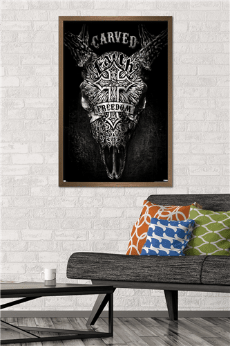 Jim Baldwin - Carved Faith Skull Wall Poster, 22.375" x 34" Framed