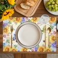 thumbnail image 4 of Spring Floral Placemats Set of 4, Hydrangea Sunflowers Butterflies Watercolor Placemats for Dining Table, Place Mats for Kitchen Tabletop, Waterproof Wipeable Dining Table Mats Set, 4 of 9