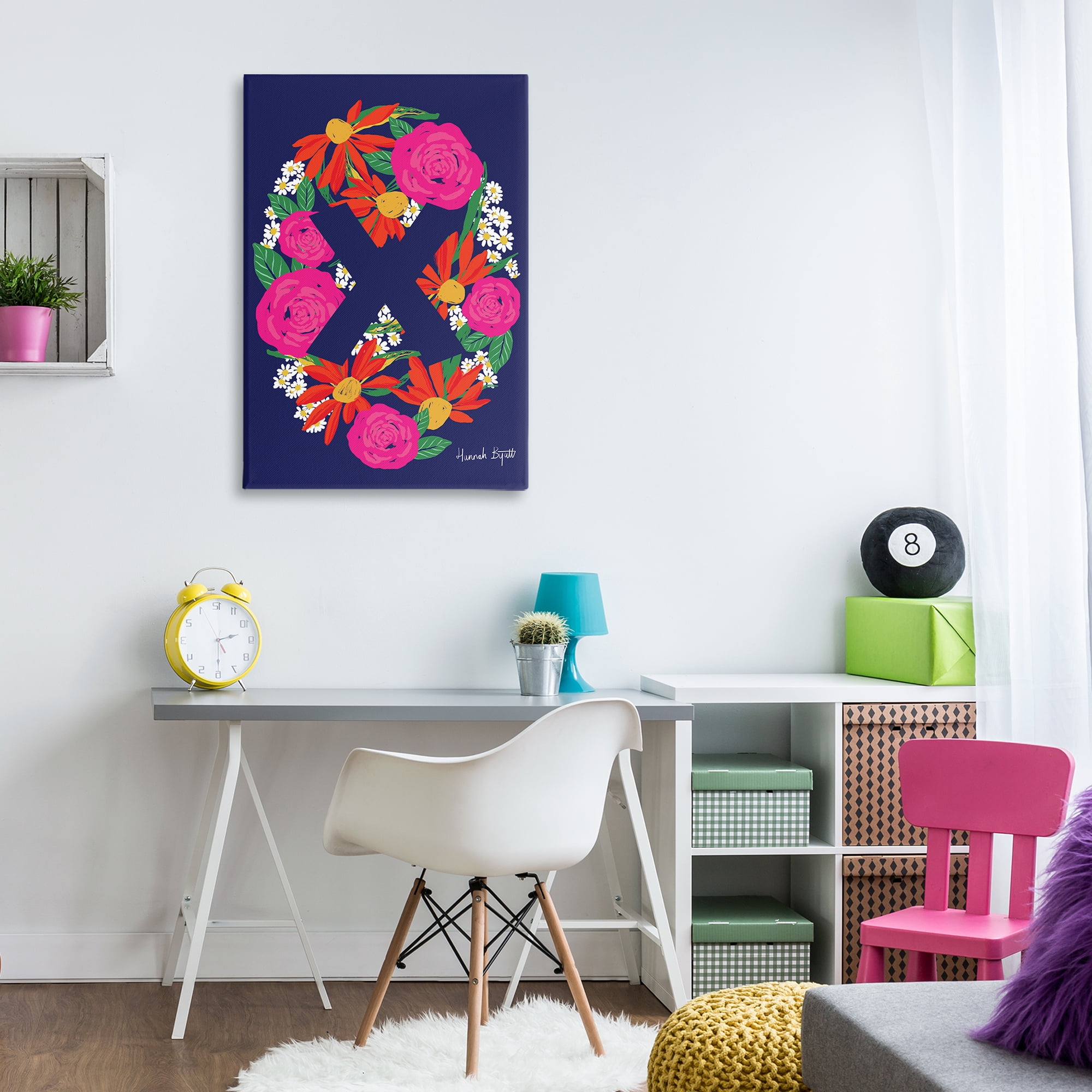 Stupell Industries Floral Bloom Letter X Botanical & Floral Painting Gallery Wrapped Canvas Art Print Wall Art, 24 x 36