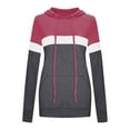 thumbnail image 4 of IROINNID Women's Long Sleeve Hoodie Mid-Length Color Block Casual Patchwork Sweatshirts Drawstring Tops Pullover, Dark Gray, 4 of 5