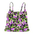 thumbnail image 1 of Island Escape Tankini tropical para mujer, color morado, 12, 1 of 2