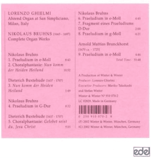 Lorenzo Ghielmi - Complete Organ Works - Music & Performance - CD