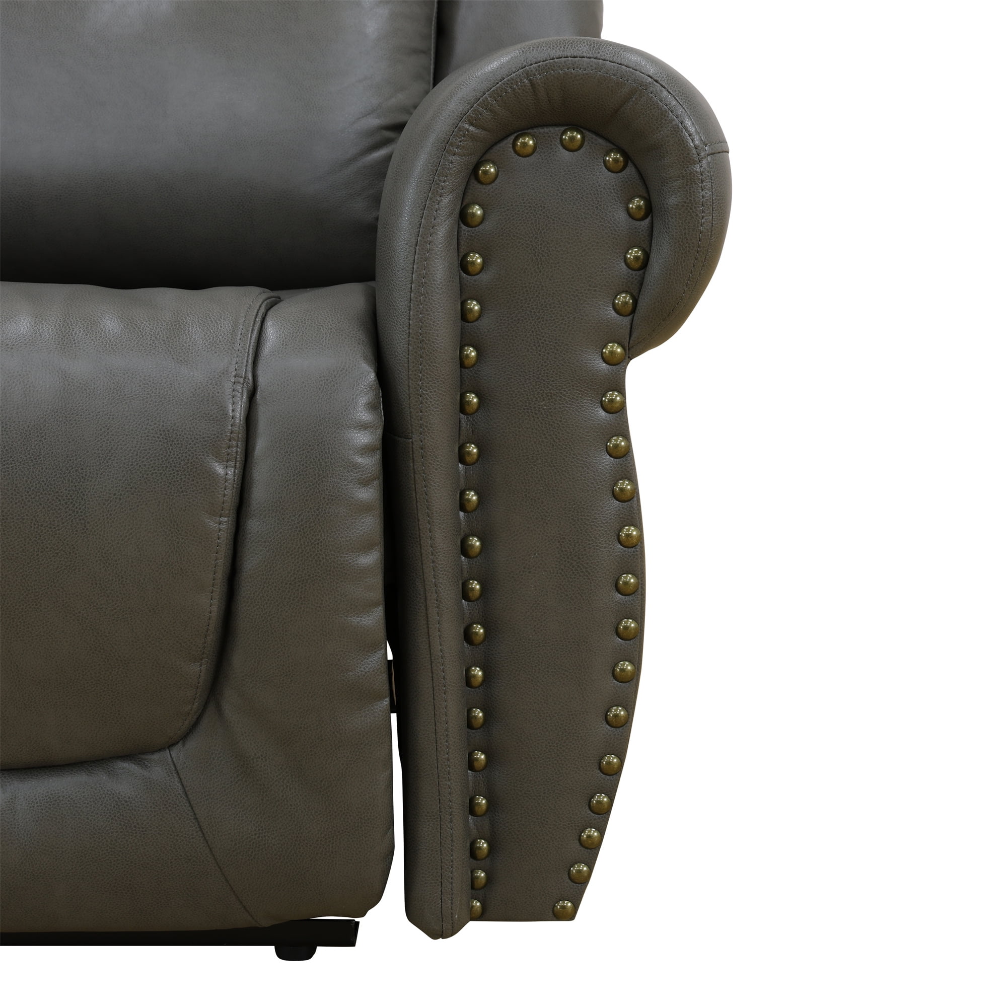Aukfa 86" Triple Recliner Chair Oversized Loveseat RV Sofa w/ Cupholder, Home Theater Seating, Leather, Gray