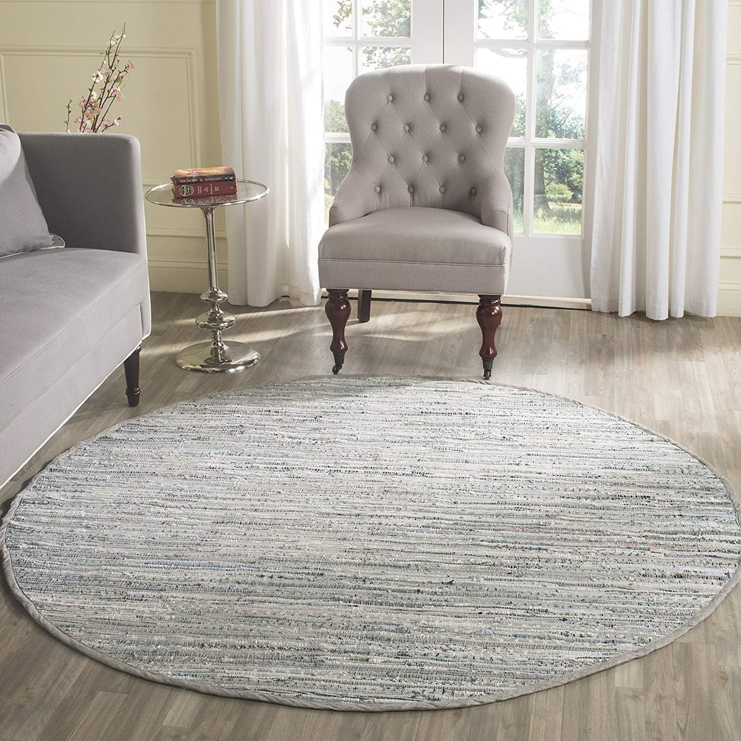 Safavieh Rag Rug Collection RAR121A Hand Woven Grey Cotton Round Area
