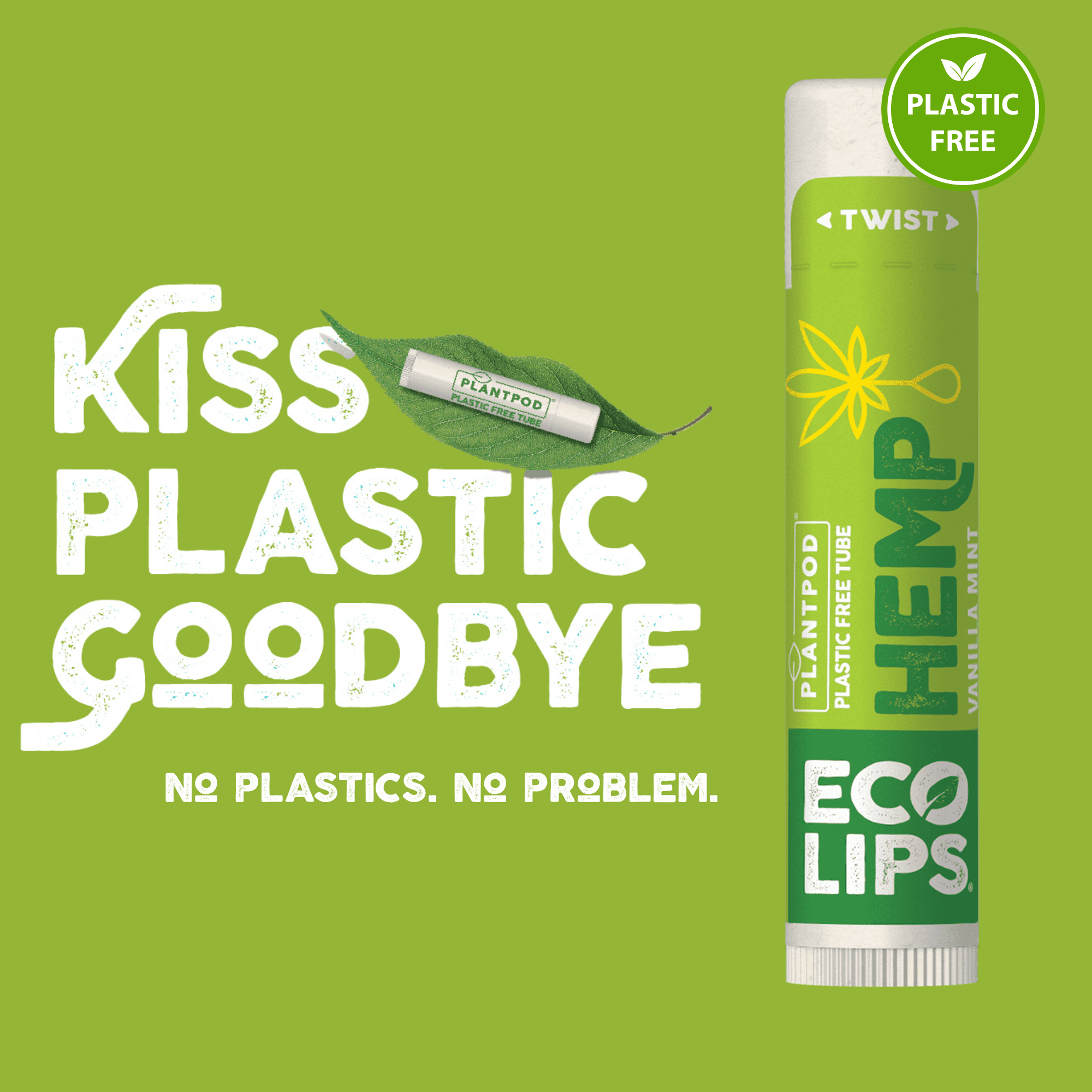 Eco Lips Hemp Vanilla Mint Plant Pod Organic Lip Balm, 6 Pack