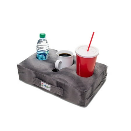 Cup Cozy Pillow (Gray)- The world's BEST cup holder! Keep your drinks close and prevent spills. Use it anywhere-Couch, floor, bed, man cave, car, RV, park, beach and