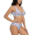 thumbnail image 2 of Kdxio Purple Butterfly Print Women's 2 Piece High Waisted Wrap Spaghetti Strap Summer Swimsuit Bikini Set-Large, 2 of 7