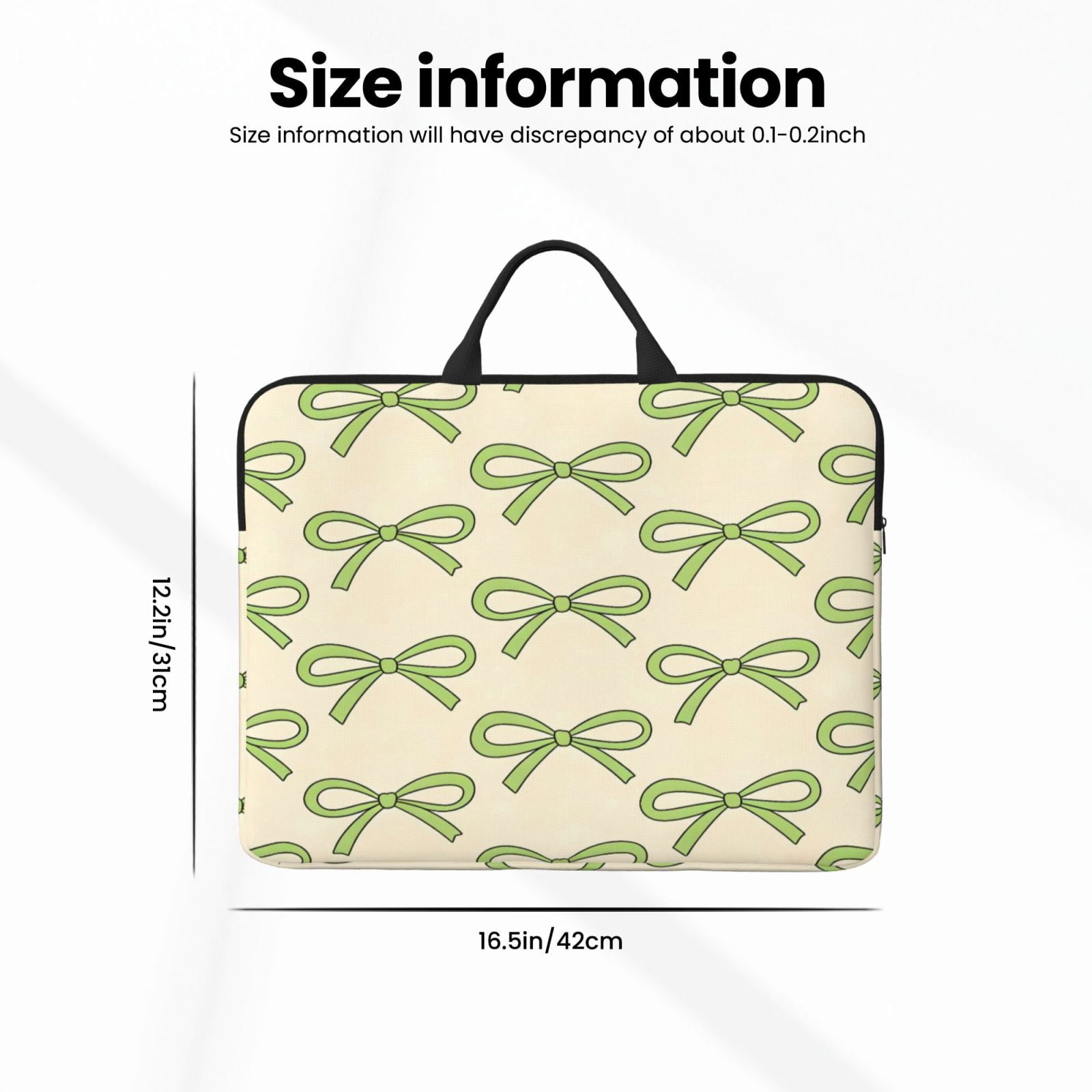Laptop Sleeve Bag For Women Men 14inch Waterproof Durable Protective Computer Carrying Cover Handle Laptop Case Bag Green Bows