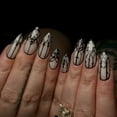 thumbnail image 2 of 24PCS Halloween Press on Nails, Almond-Shaped with Fluorescent Gothic Medieval Castle Design, Detachable Reusable Acrylic Fake Nails, Spooky Festive Manicure Kit for Women Girls, Halloween Party & Da, 2 of 7