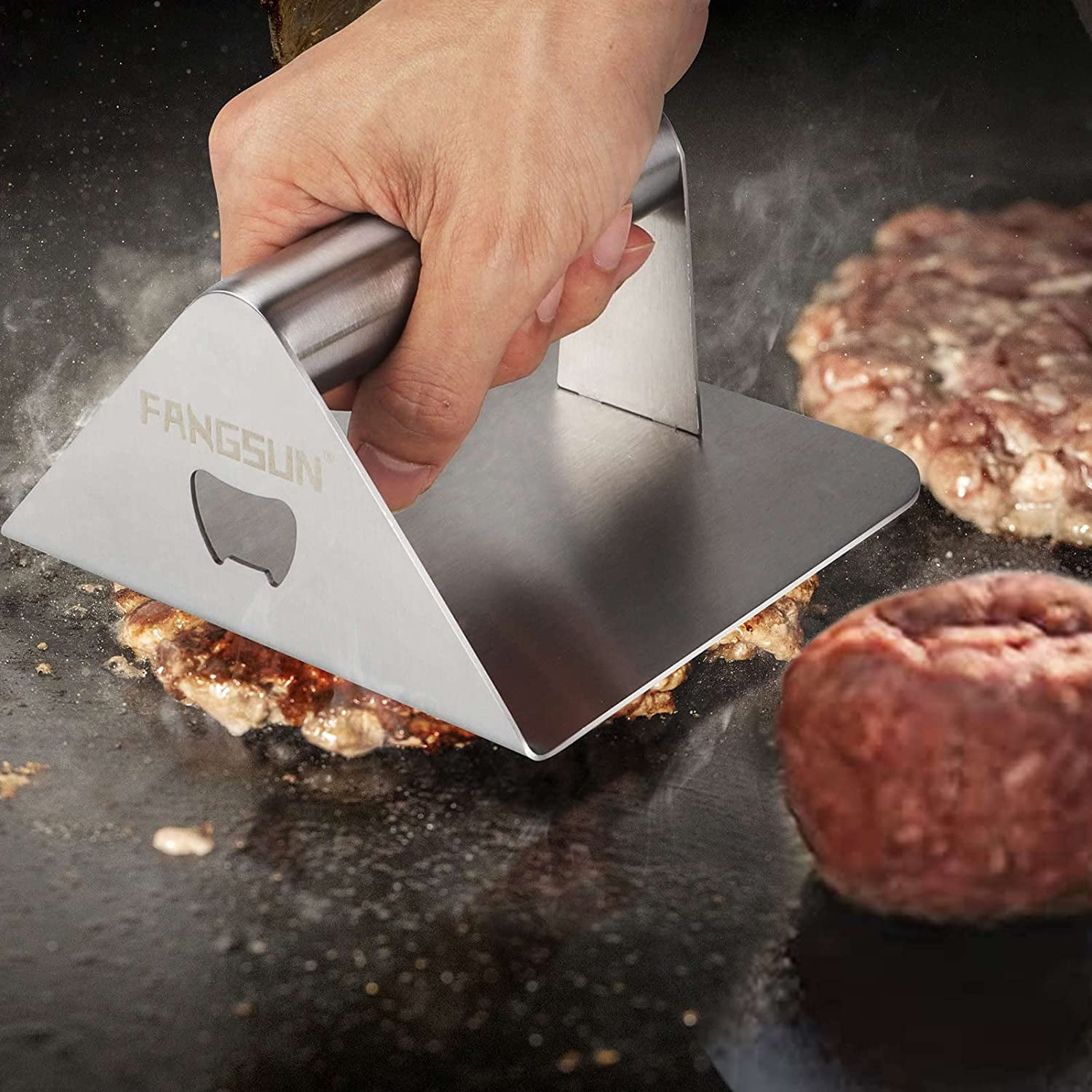 PMYEK Smash Burger Press with Anti-Scald Handle, 5.5 Inch Hamburger Smasher  Tool, Meat Bacon Grill Tortilla Press, Patty Maker, Professional Griddle