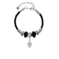 thumbnail image 2 of Delight Jewelry Silvertone Small Acorn with Crystals Godmother Celtic Knot Leather Bead Bracelet, 7"+2" Extender, 2 of 4