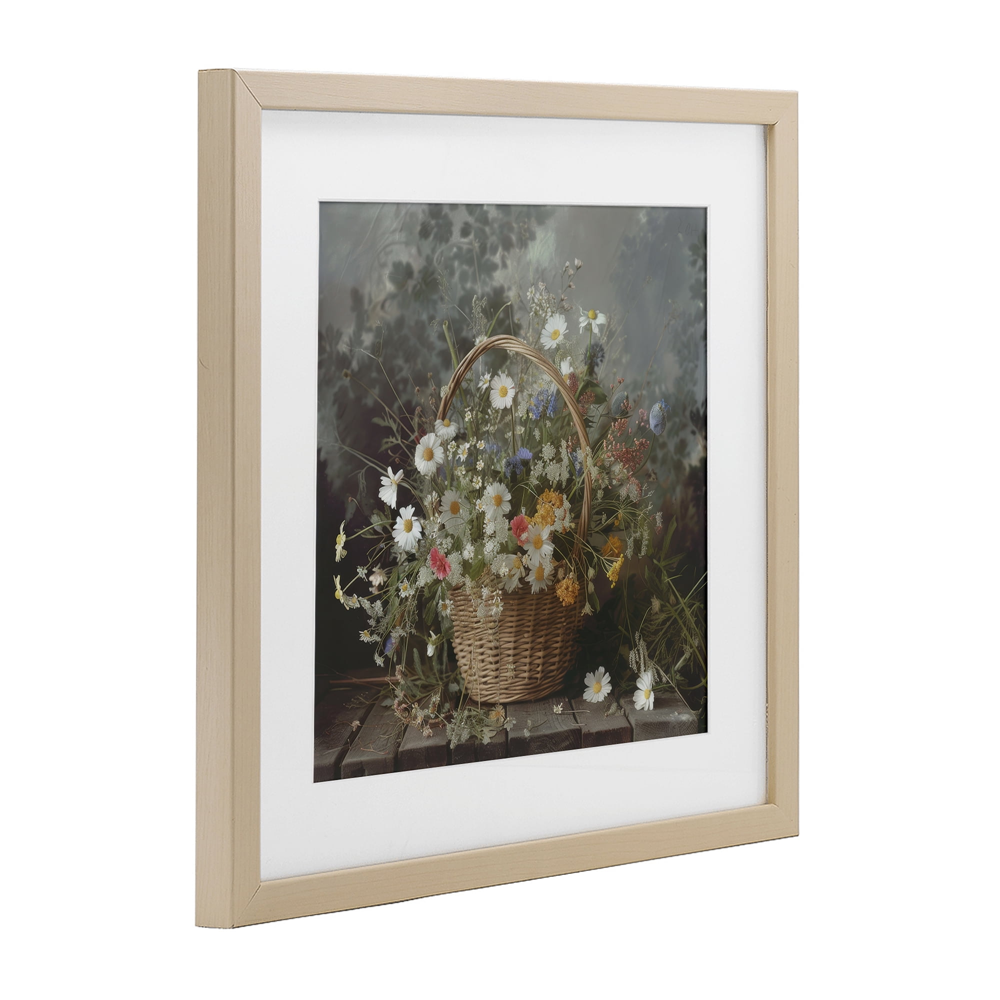 Stupell Industries Florals In A Basket Arrangement Birch Framed Print Under Glass, design by Lazar Studio