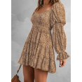 thumbnail image 3 of Women's 2023 Summer Spring Elegant Off Shoulder V Neck Long Sleeve Pleated Flowing Boho Floral Print Crewneck Short Sleeve, 3 of 9