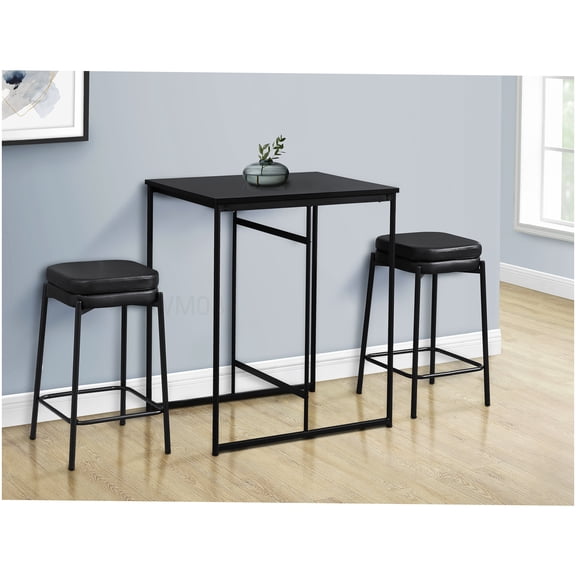 Contemporary 32 Inch Rectangular Counter Table with Black Laminate Top for Kitchen and Dining Room