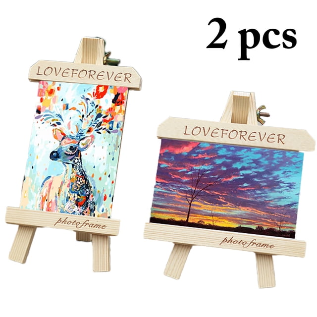 2PCS Photo Frame Creative Wood Easel Shape Picture Frame Photo Display Frame