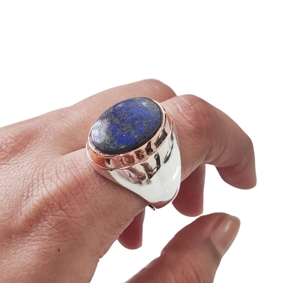 Lapis Lazuli Mens Ring, Natural Afghani Lapis Lazuli, Silver Jewelry, 925 Silver Ring, Birthday Gift, Heavy Mens Ring, Arabic Design, Ottoman Style Ring, Christmas, Turkey Mens Signet Ring
