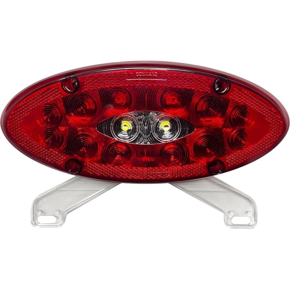 Command Electronics OEM 12V LED RV & Trailer Sealed Elliptical Tail Light with Backup Utility and License Plate Bracket - Made in USA - Hardware & Connectors Included | 1 Pack