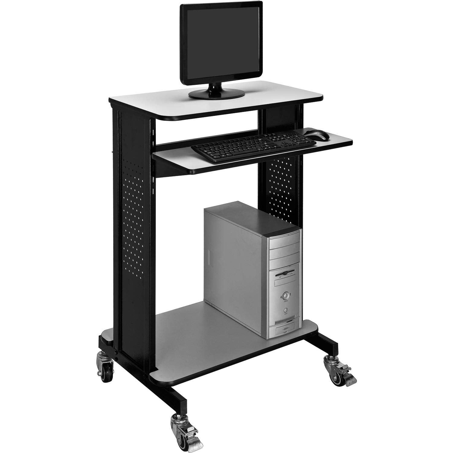 Mobile Computer Workstation with Keyboard & Mouse Tray, 46"H