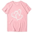 thumbnail image 5 of YueHuiYing Women's Round-Neck Heart-Pattern T-Shirt Cute and Casual Summer Short-Sleeved Valentine's Day Printed Loose T-shirt Tops, 5 of 7