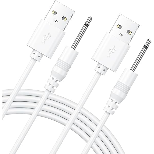 wonima11 USB DC Charging Cable 2.5mm DC Charger Cord Replacement Charger for Massager, 2 Pack