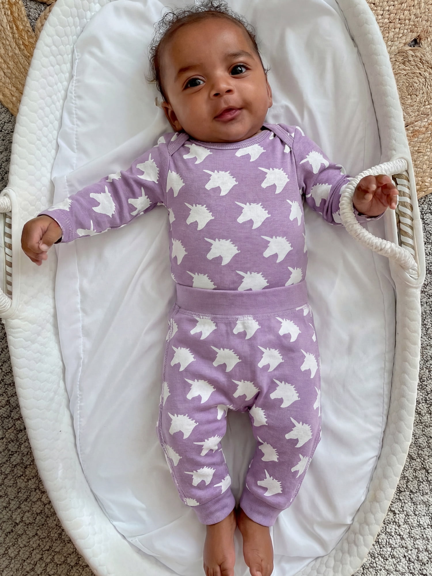 M+A by Monica + Andy Organic Cotton Gender Neutral First Moves Bodysuit + Groove Pant Set, Sizes Newborn -24 Months