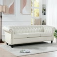 thumbnail image 2 of 3 Seater Chesterfield Faux Leather Sofa, Button Tufted Couch With Nailhead Trim Rolled Arms for Living Room Office, 2 of 16