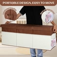 thumbnail image 5 of FIIOEOY Extra Large Collapsible Toy Storage Box with Lid, Divider & Mesh Pockets, 40”x14”x16”, White & Brown, 5 of 7