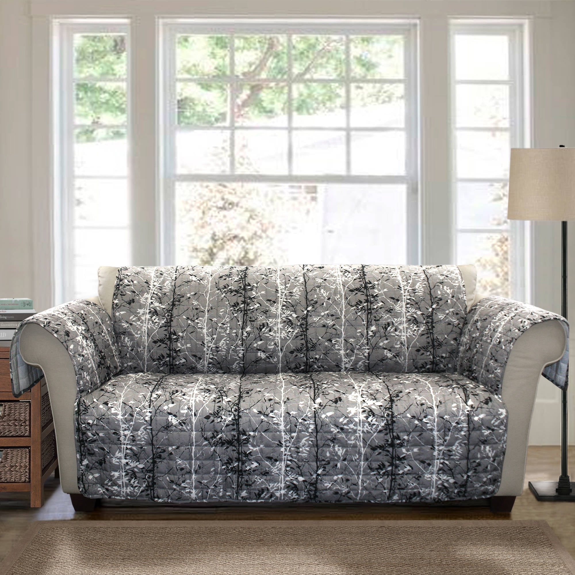 Lush Decor Forest Furniture Protector, Grey/black Sofa Couch Cover