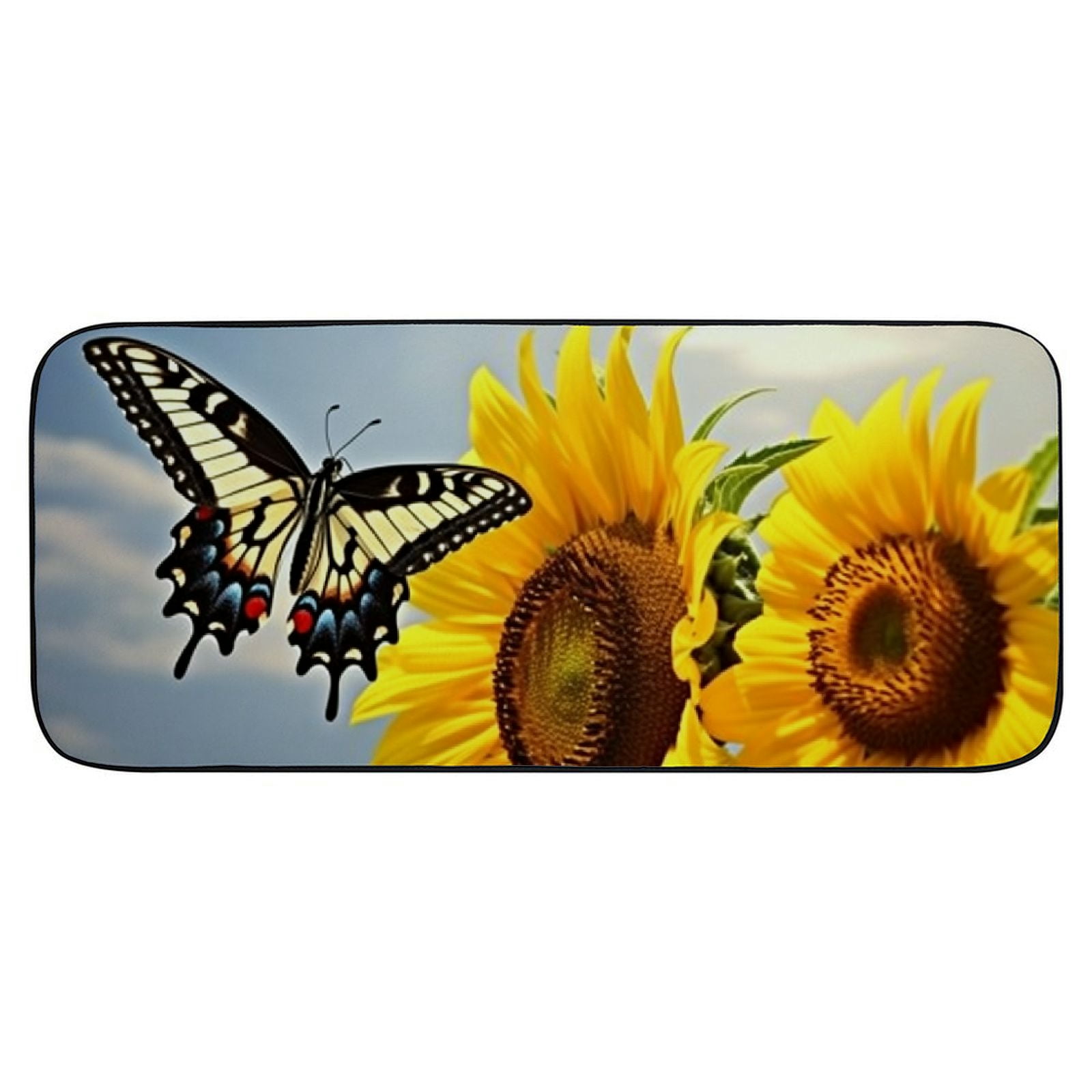 PHYHOO Decorative Door Mat, Door Mat with Non-Slip Rubber Backing, Easy Cleaning, Traps Dirt, Rug for Entry, Patio, Garage - Nature Butterfly Sunflower Flower Wildlife 4 19.68*47.24 in