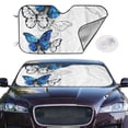 thumbnail image 3 of Lsque Blue Flying Butterflies Car Windshield Sun Shade | Accordion Folding Style Auto Shade for Car Truck SUV Van | Blocks UV Rays Sun Visor Protector | Medium, 3 of 7
