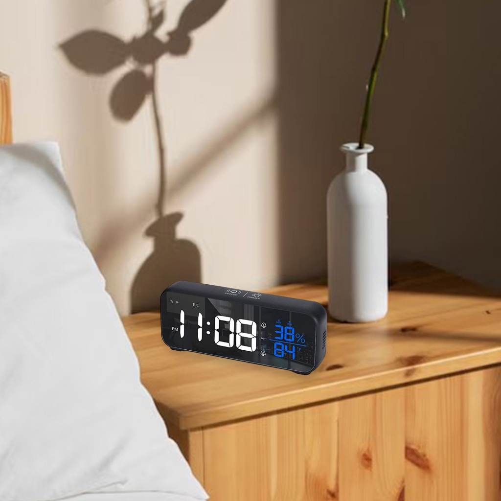Voice Controlled Rechargeable LED Music Alarm Clock with Temperature Display