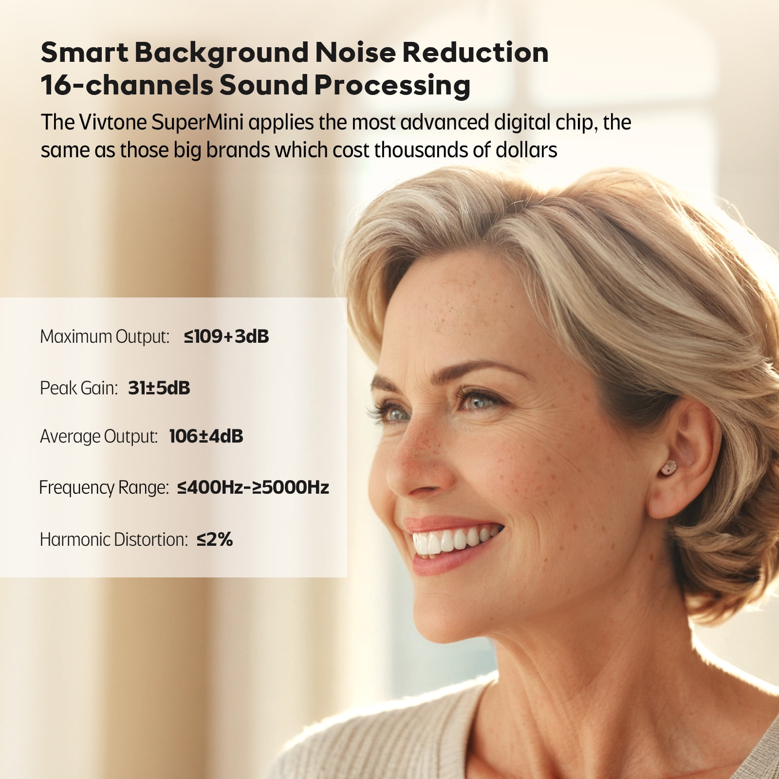 Vivtone Advanced Digital OTC Supermini Hearing Aids, Rechargeable, Completely-in-the-Canal, for Seniors Adults, Pair