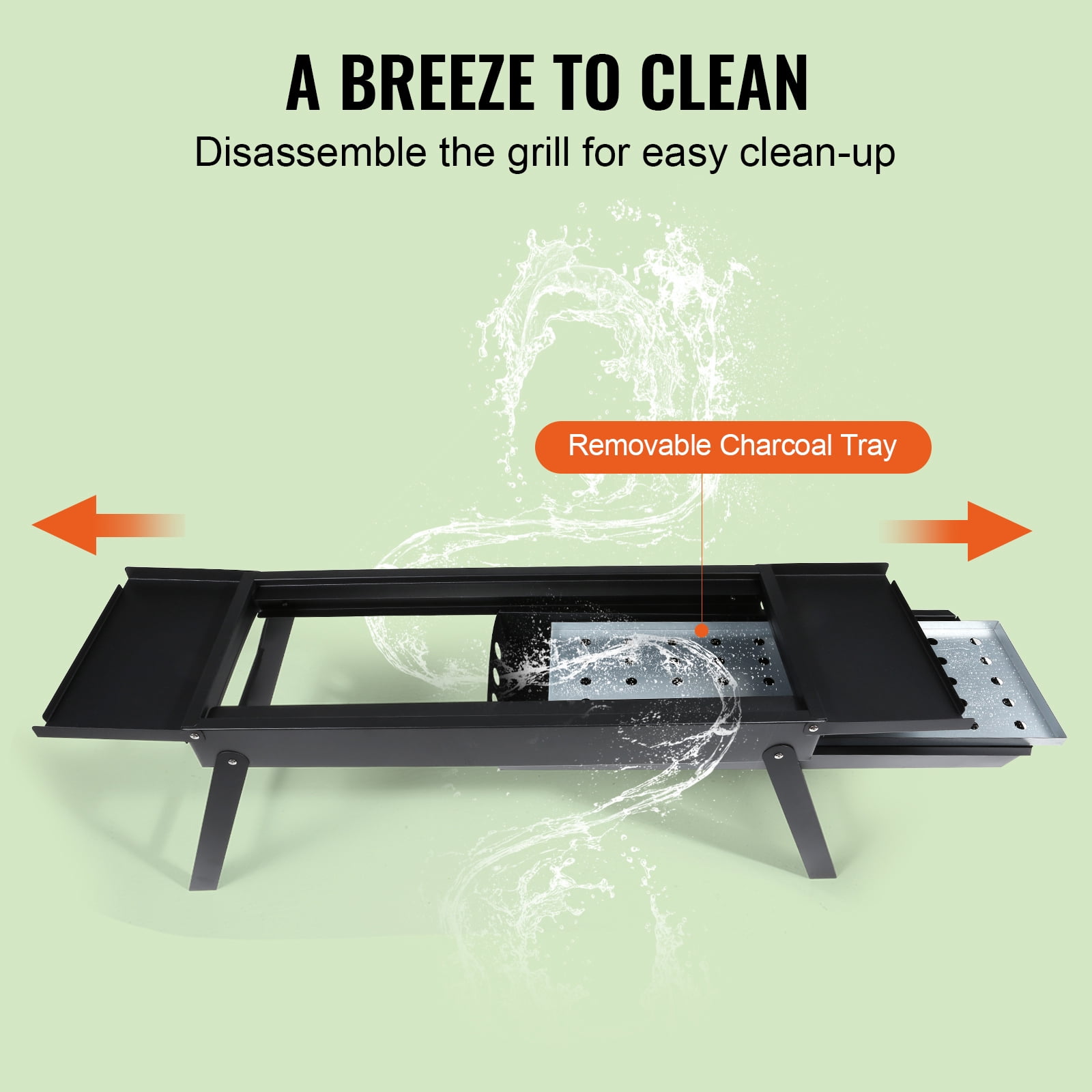 KFFKFF 9" Charcoal Flat-Top Grill, Portable Folding